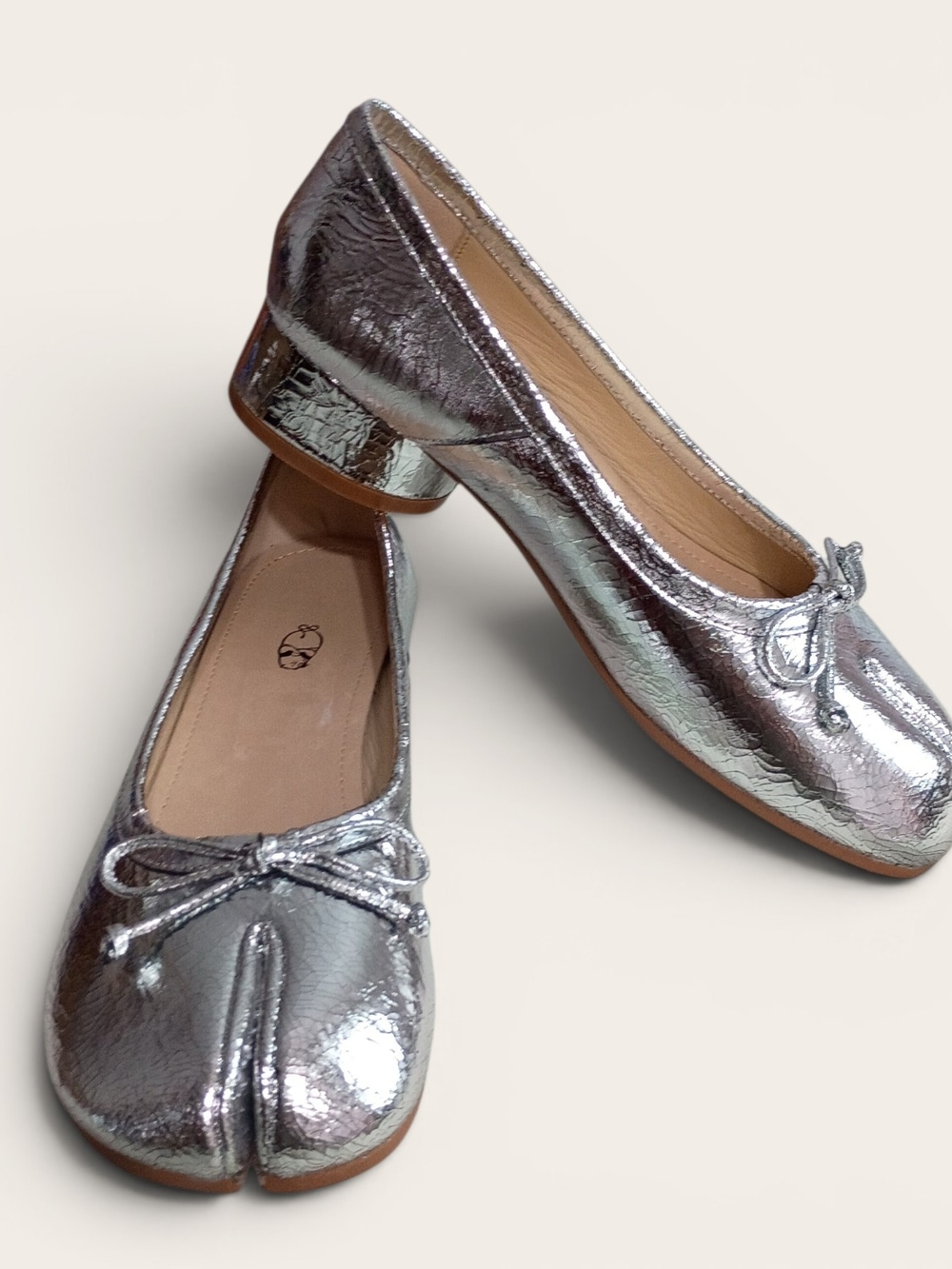 Maison Martin Margiela Metallic Mirror Tabi Block Heel Loafer Size 36